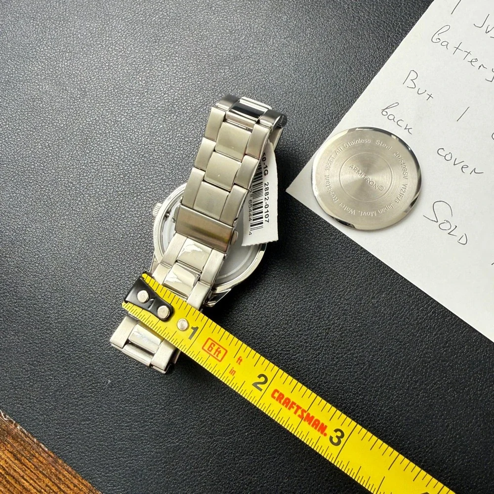 Armitron 20/5409SV‎ Men's Diamond Dial Silver Tone Watch BACK NOT CLOSING